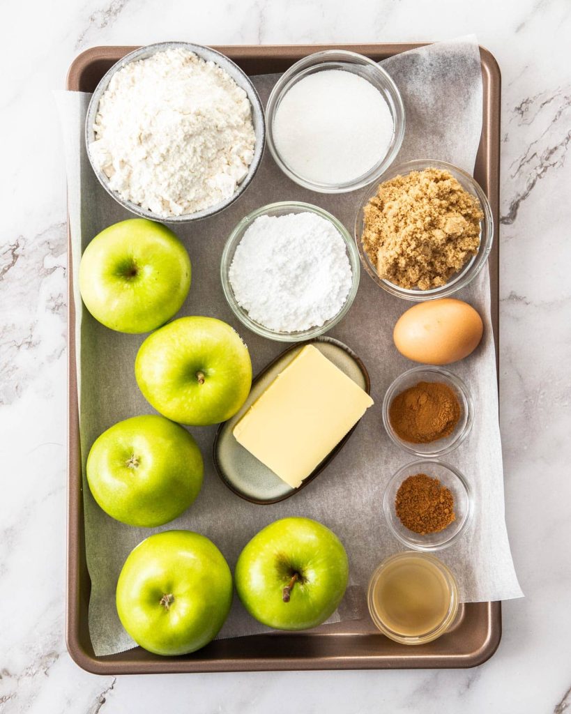 Delia Smith apple crumble in a baking dish with golden crumble topping
