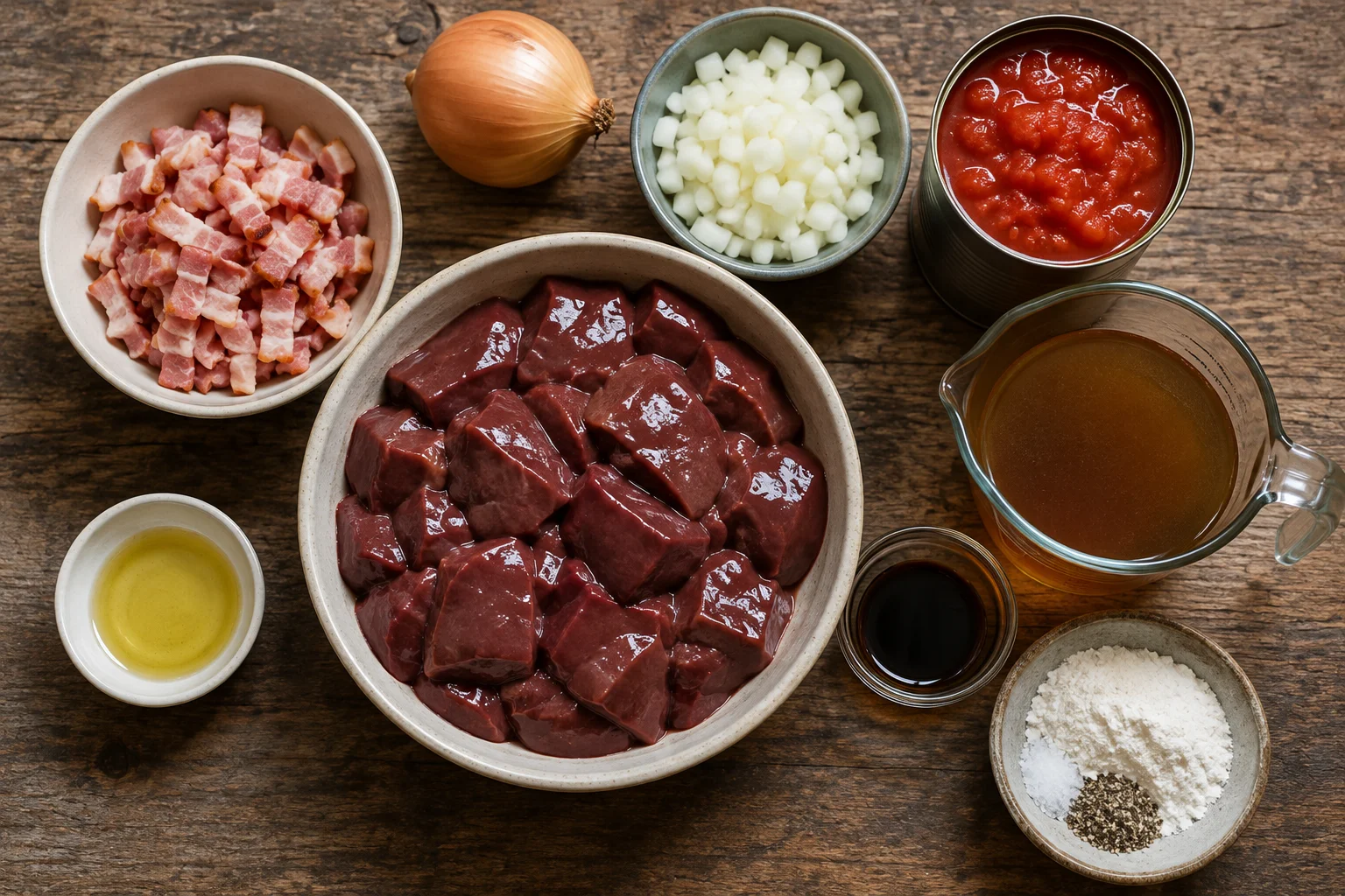 Liver and Bacon Casserole Ingredients